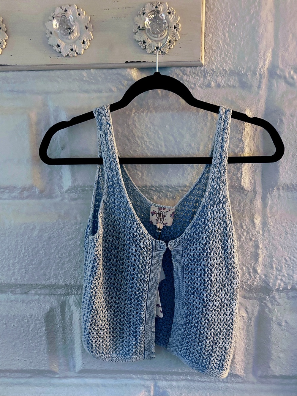 Hippie Rose Light Blue Knit Crop Tank